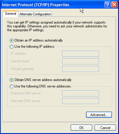 Internet Protocol (TCP/IP) Properties.